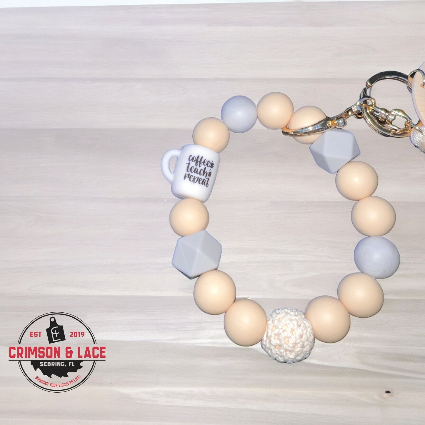 Coffee, Teach, Repeat Wristlet - Crimson and Lace LLC