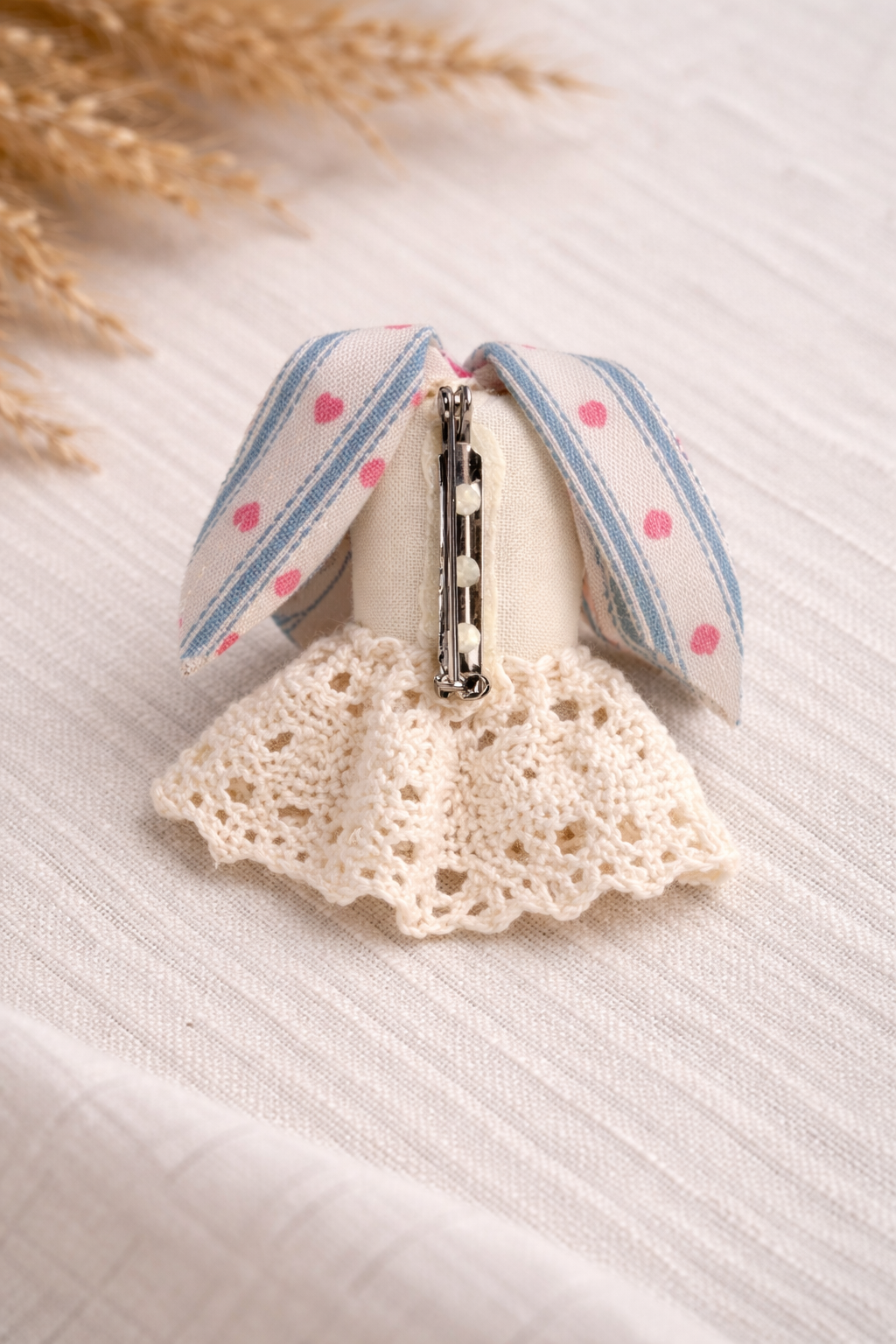 Handmade Brooch Pin, Bunny, Lace Pin - Crimson and Lace LLC