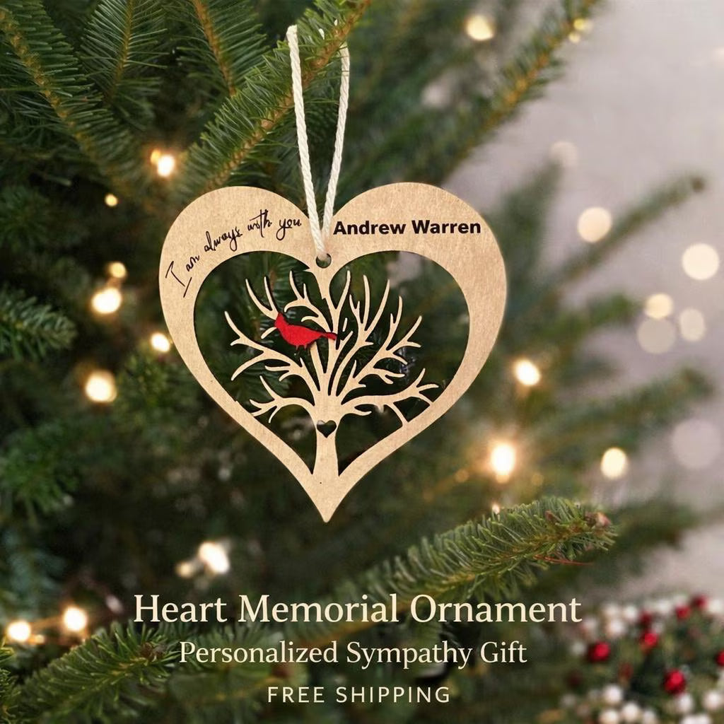 Personalized Wooden Cardinal Memorial Ornament | In Loving Memory Gift | Sympathy Christmas Ornament - Crimson and Lace LLC