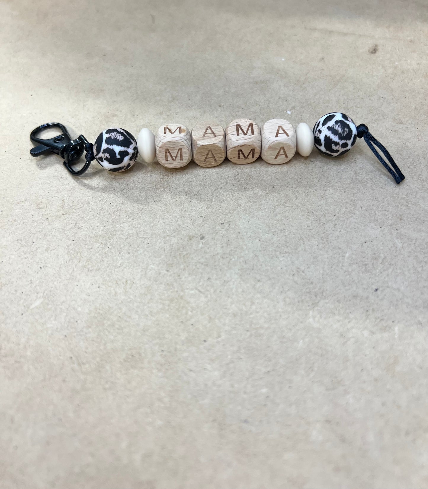 Mama Leopard Silicone Beaded Keychain - Crimson and Lace LLC