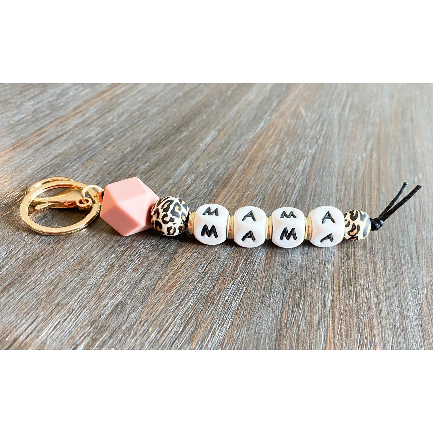 Mama Leopard Silicone Beaded Keychain - Crimson and Lace LLC