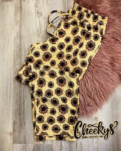 Yellow Sunflower Print Lounge Pants - Crimson and Lace LLC