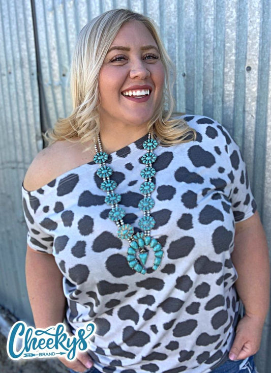 Cow Print Off The Shoulder Scoop - Crimson and Lace LLC