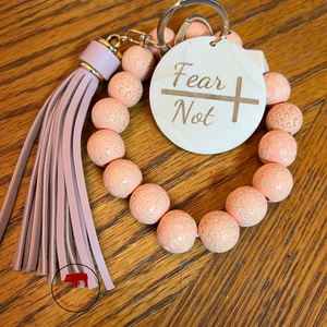 Leopard Wooden Beads Wristlet Blank - Faux Leather Tassel - Crimson and Lace LLC