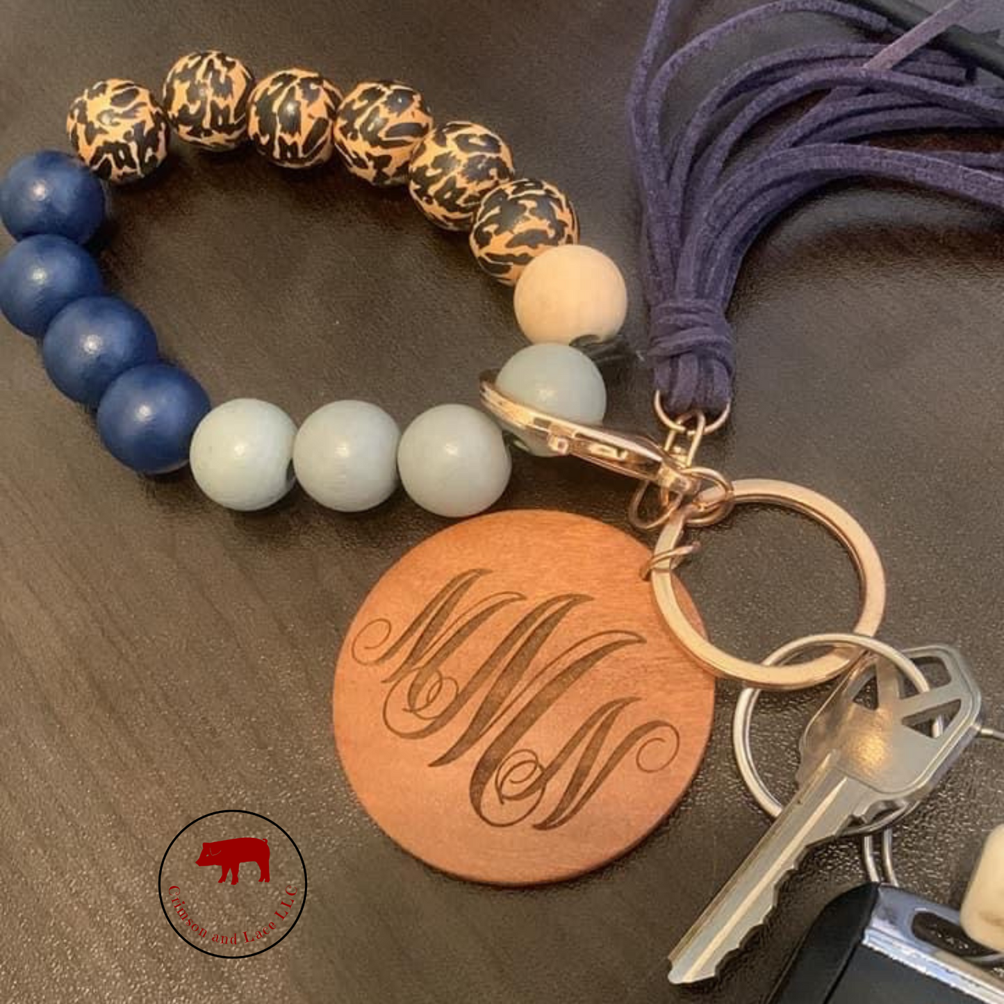 Animal Prints - Wood Beaded Wristlet - Crimson and Lace LLC