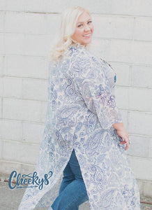 Justine Paisley Blue Belle Duster - Crimson and Lace LLC