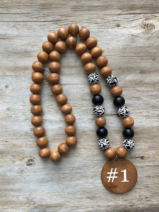 Large Wood Beaded Animal Print Necklace - Crimson and Lace LLC