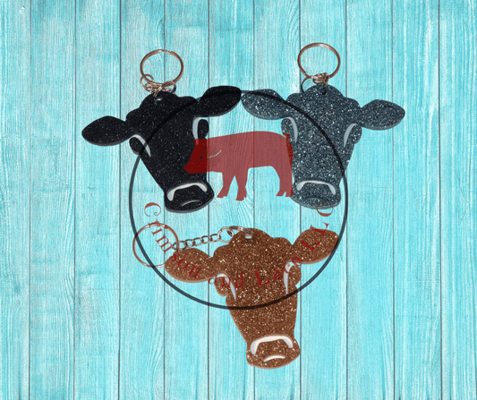 Cow head keychain - Crimson and Lace LLC