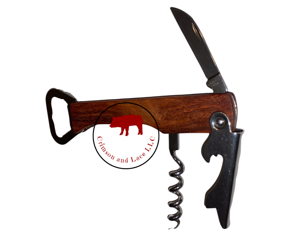 Wooden Bottle Opener & Wine Corkscrew - Crimson and Lace LLC