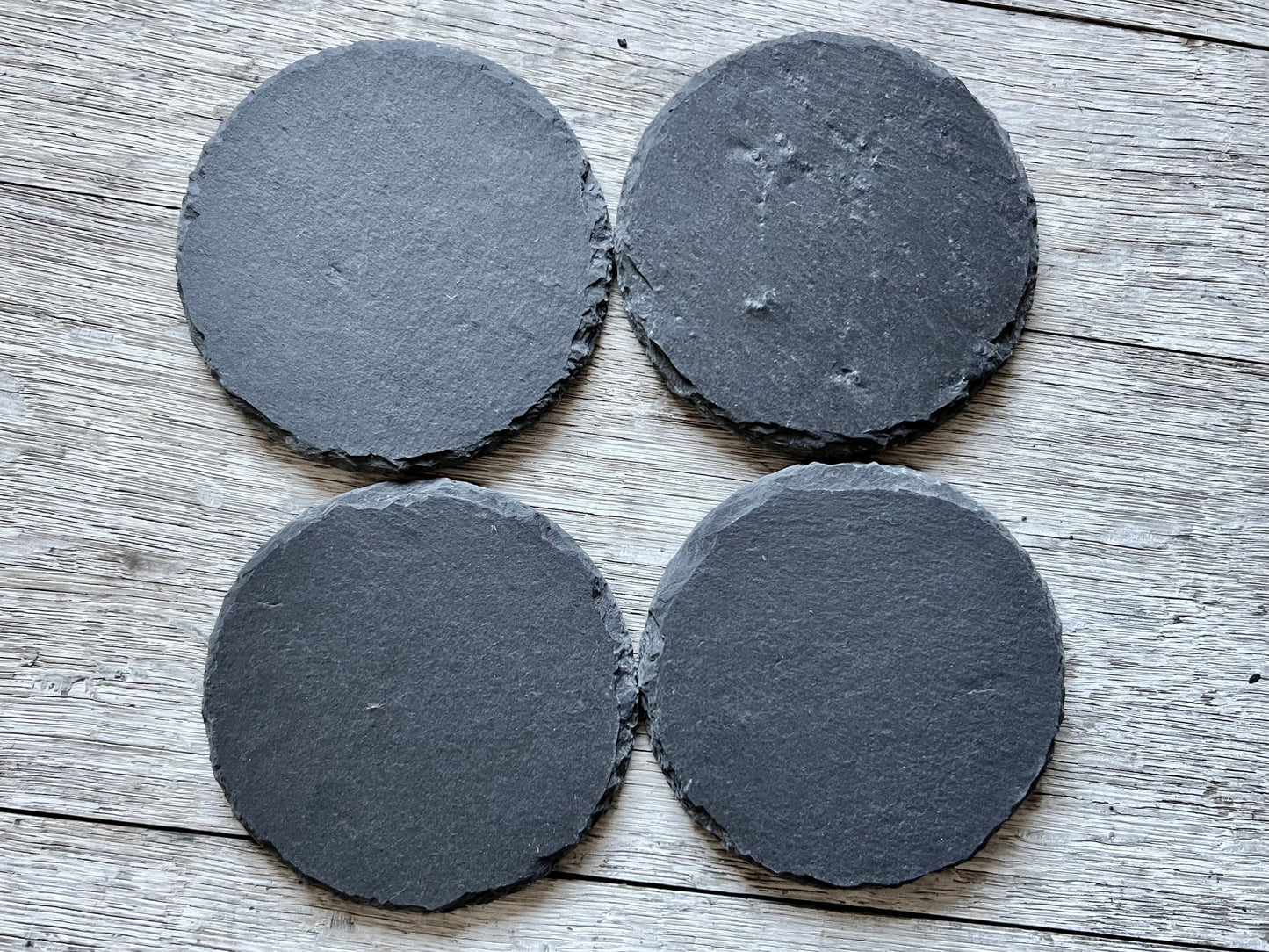 Round Black Slate 4 Piece Coaster Set - Crimson and Lace LLC