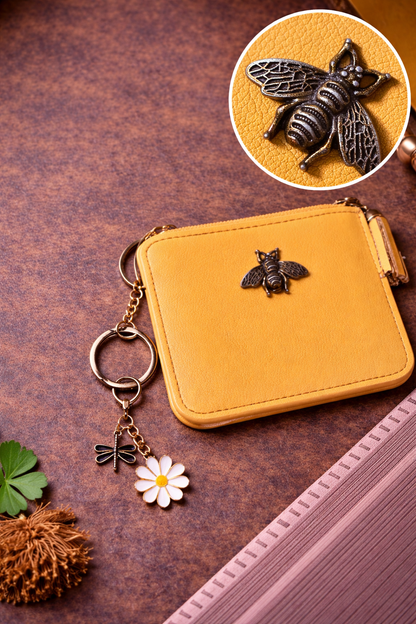 Bee Themed Accessories Set, Earrings, Cup Sleeve, Wallet - Crimson and Lace LLC