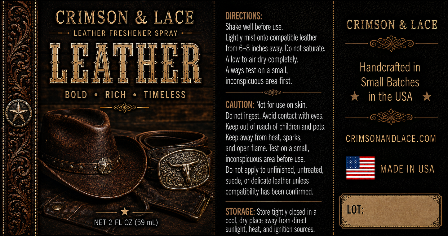 Leather Freshener Spray | Western Leather Fragrance | 2 oz