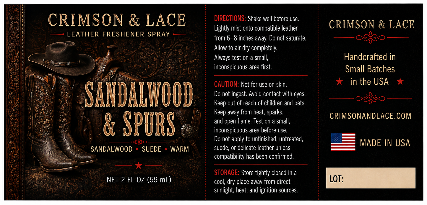Leather Freshener Spray | Western Leather Fragrance | 2 oz