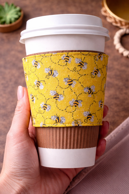 Bee Themed Accessories Set, Earrings, Cup Sleeve, Wallet - Crimson and Lace LLC