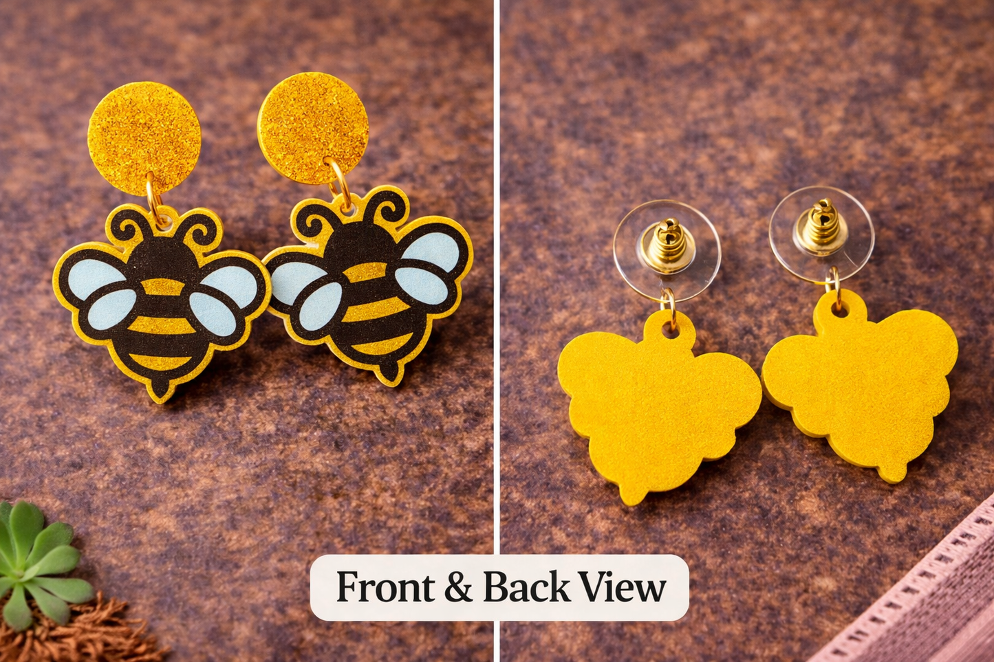 Bee Themed Accessories Set, Earrings, Cup Sleeve, Wallet - Crimson and Lace LLC