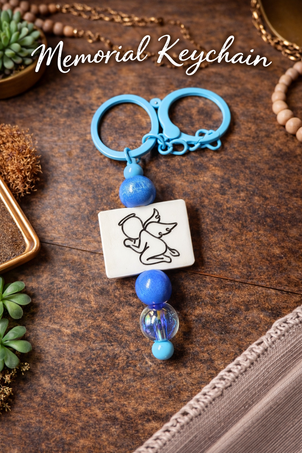 Memorial Keychain Angel Baby, Miscarriage Keepsake, Baby Loss, Remembrance - Crimson and Lace LLC