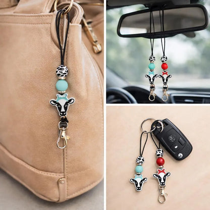 Cow Silicone Keychain | Farm Bag Charm | Rearview Mirror Accessory | Cow Lover Gift - Crimson and Lace LLC
