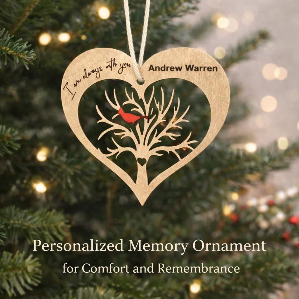 Personalized Wooden Cardinal Memorial Ornament | In Loving Memory Gift | Sympathy Christmas Ornament - Crimson and Lace LLC