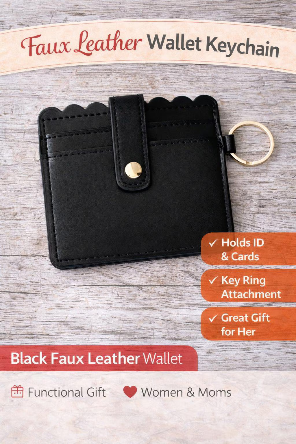 Wallet Keychain Card Holder for Women | Animal Print Faux Leather | ID & Card - Crimson and Lace LLC
