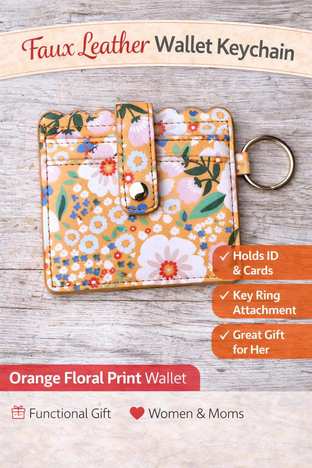 Wallet Keychain Card Holder for Women | Animal Print Faux Leather | ID & Card - Crimson and Lace LLC
