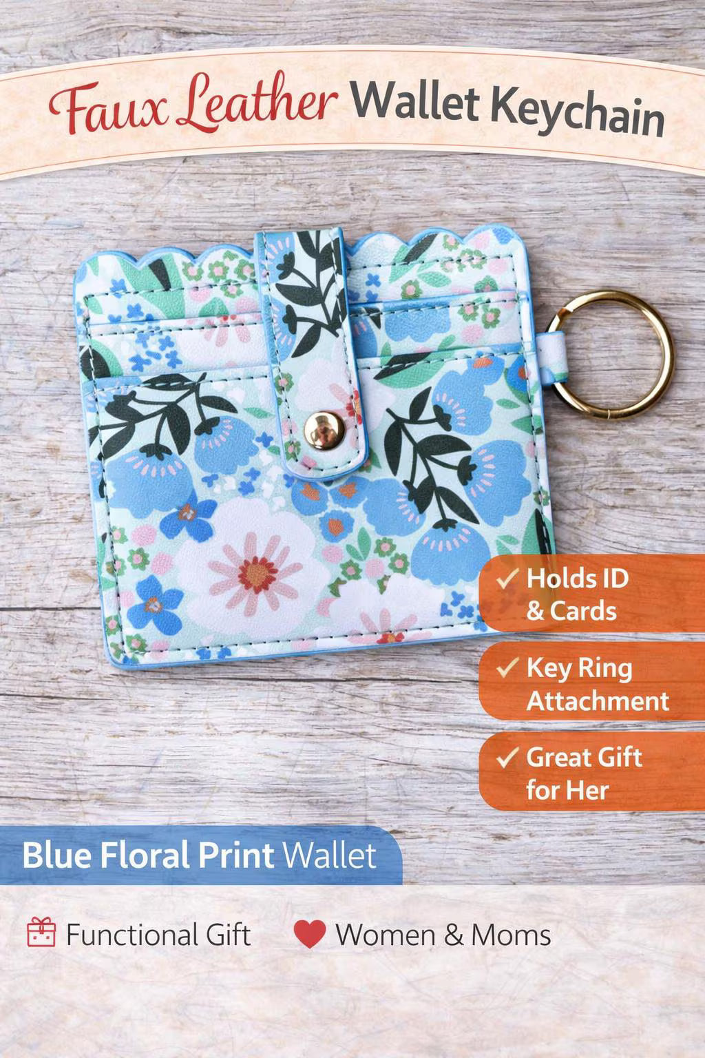 Wallet Keychain Card Holder for Women | Animal Print Faux Leather | ID & Card - Crimson and Lace LLC
