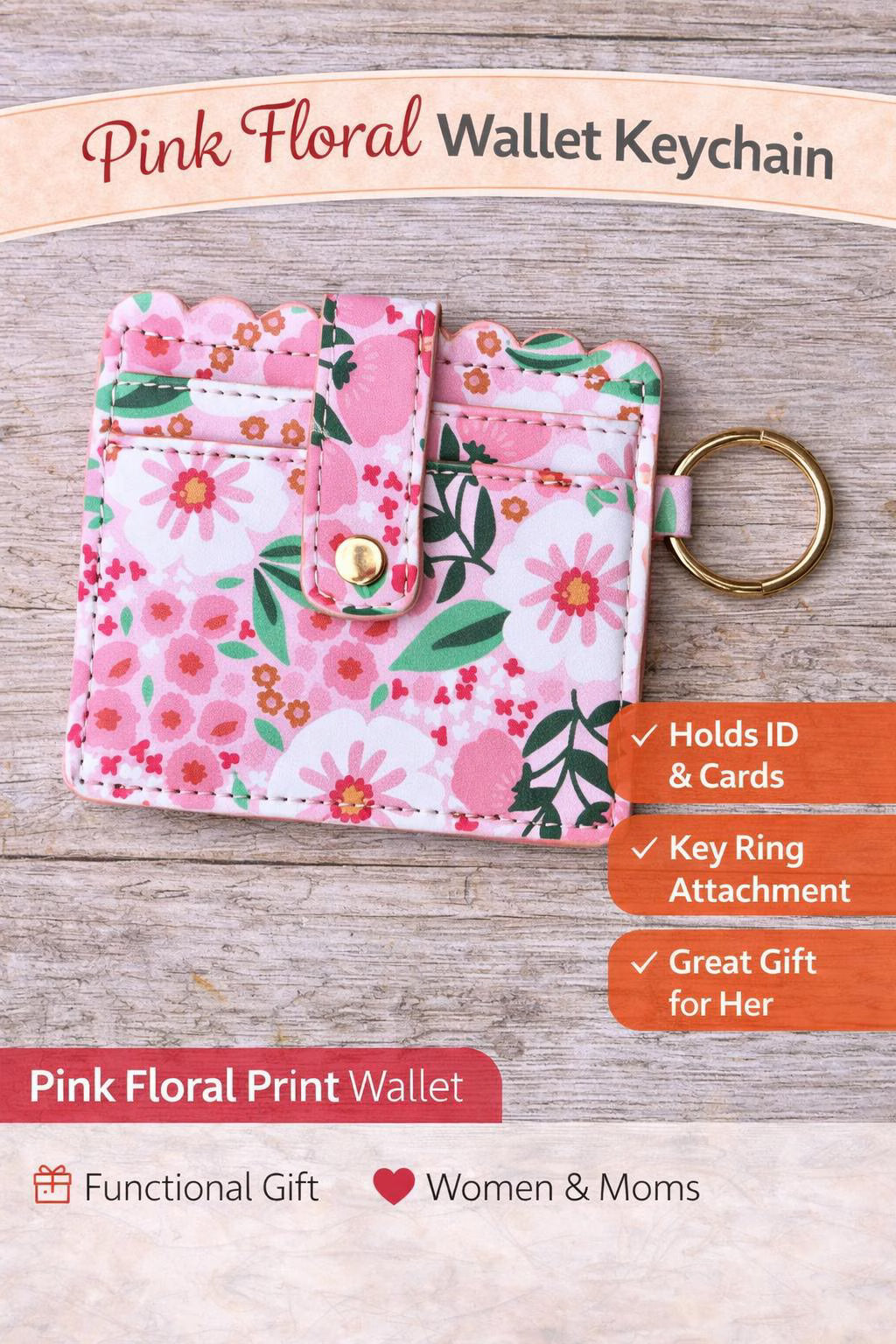 Wallet Keychain Card Holder for Women | Animal Print Faux Leather | ID & Card - Crimson and Lace LLC