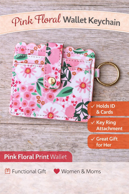 Wallet Keychain Card Holder for Women | Animal Print Faux Leather | ID & Card - Crimson and Lace LLC