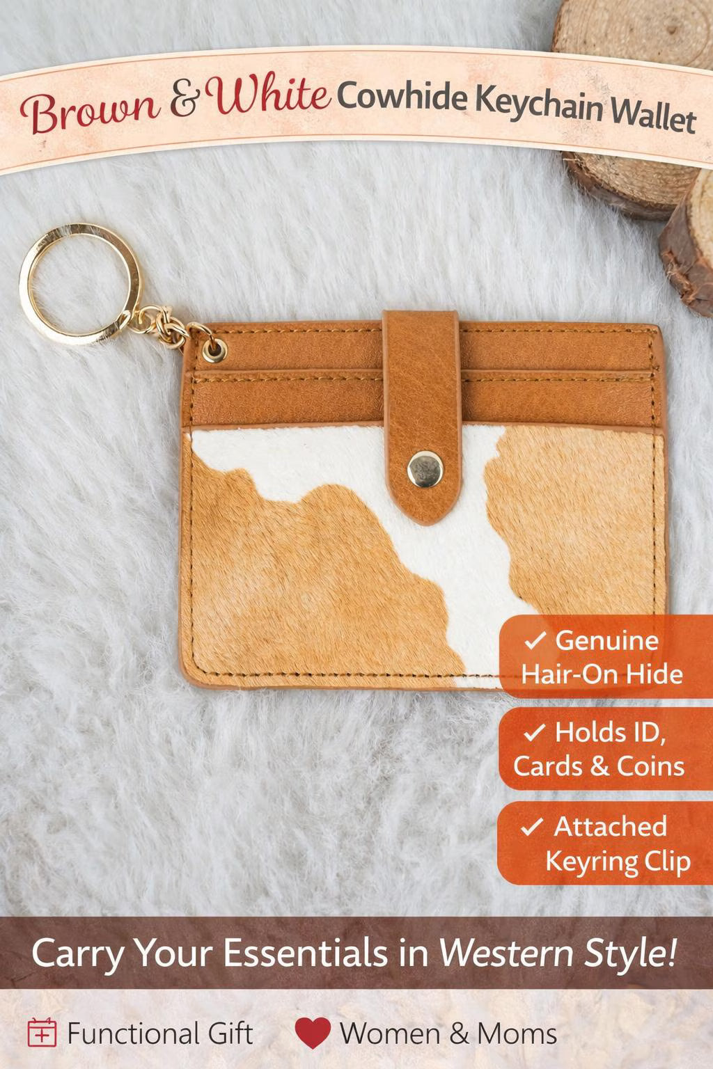 Wallet Keychain Card Holder for Women | Animal Print Faux Leather | ID & Card - Crimson and Lace LLC