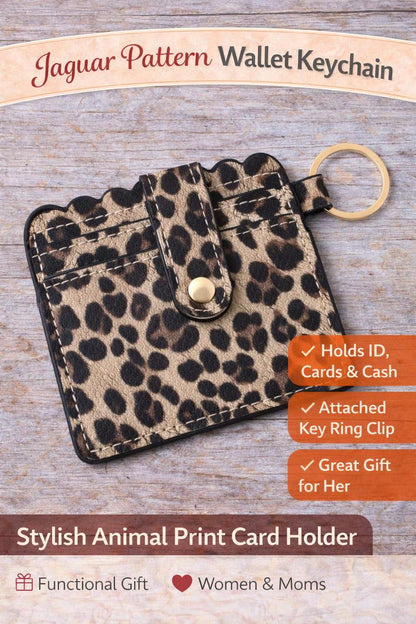 Wallet Keychain Card Holder for Women | Animal Print Faux Leather | ID & Card - Crimson and Lace LLC