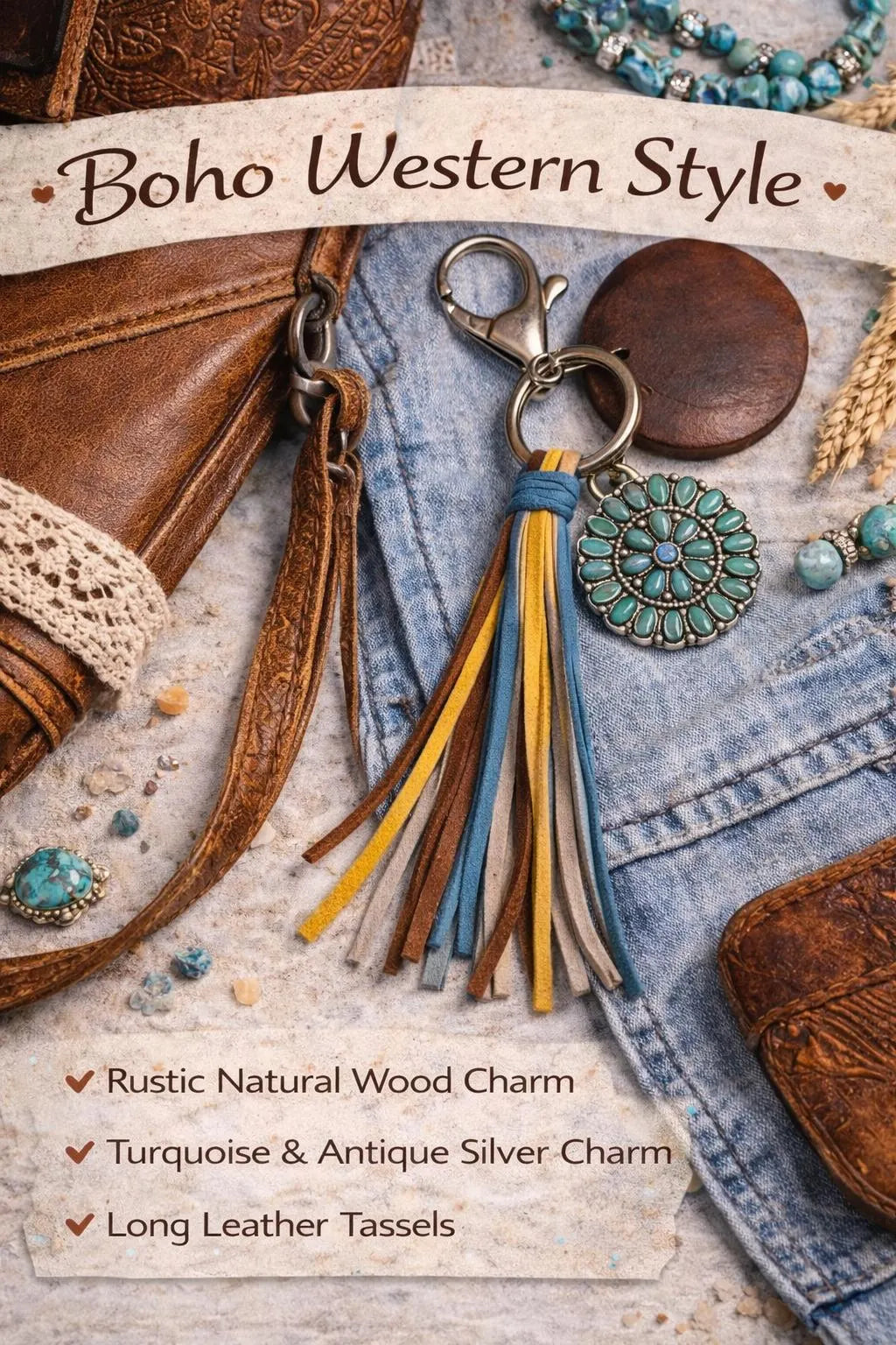 Boho Tassel Keychain - Crimson and Lace LLC