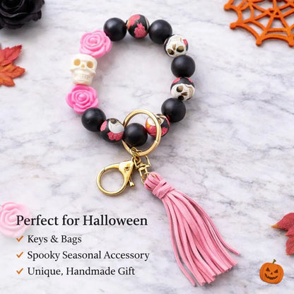 Pink Rose Skull Wristlet - Crimson and Lace LLC