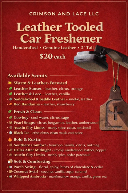 Your Custom Brand | Leather Car Freshener - Crimson and Lace LLC
