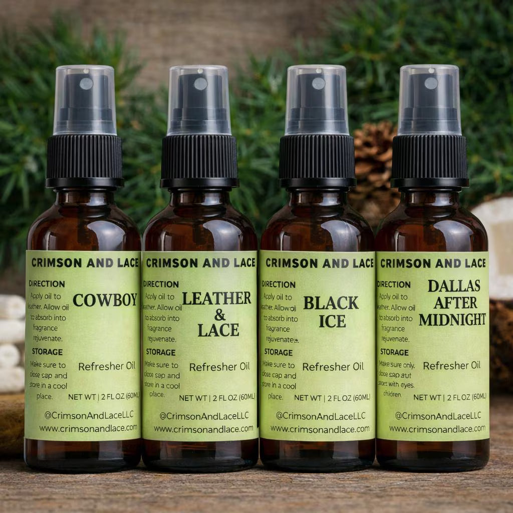 Leather Refresher Oil Spray – 2 oz | Leather or Other Scents - Crimson and Lace LLC