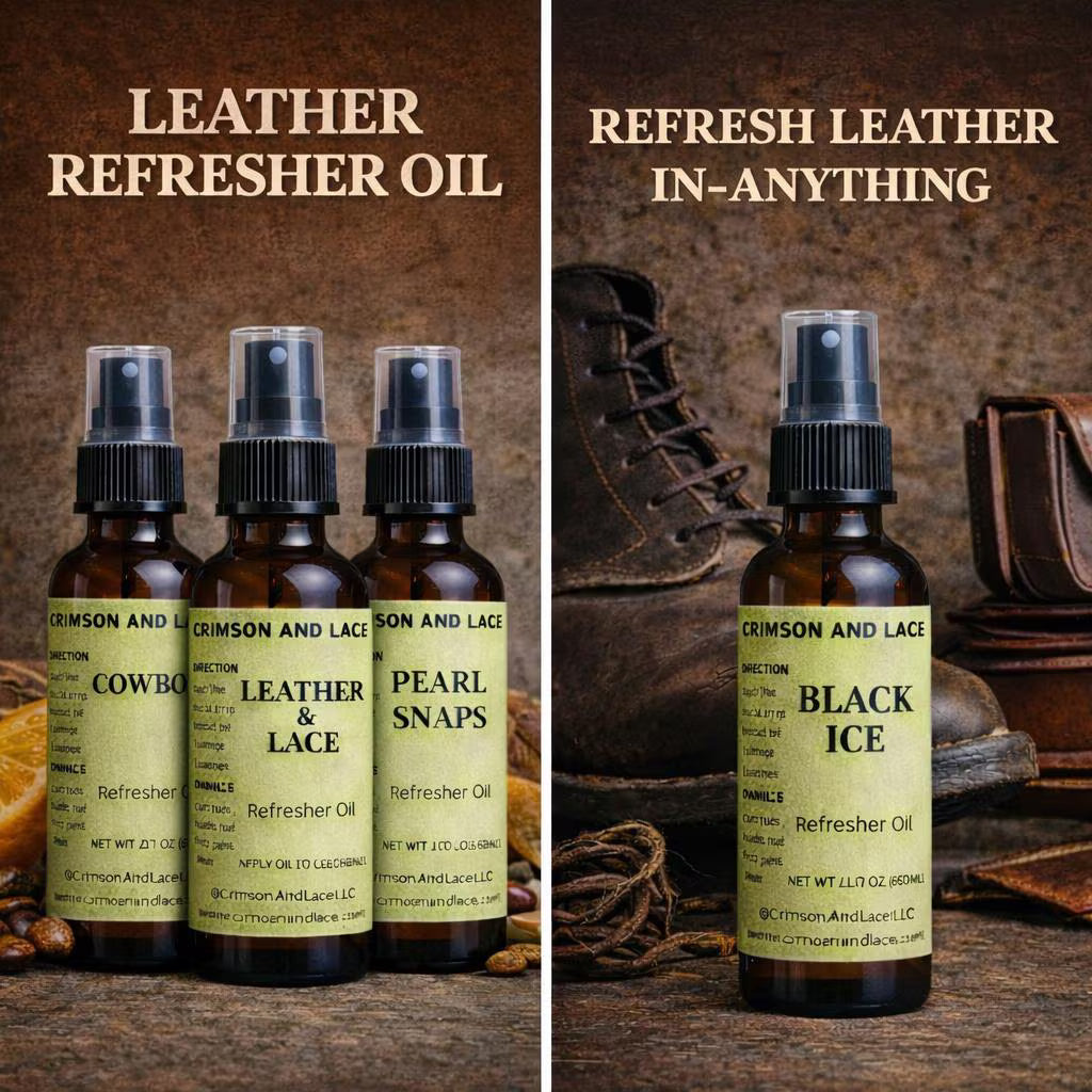 Leather Refresher Oil Spray – 2 oz | Leather or Other Scents - Crimson and Lace LLC