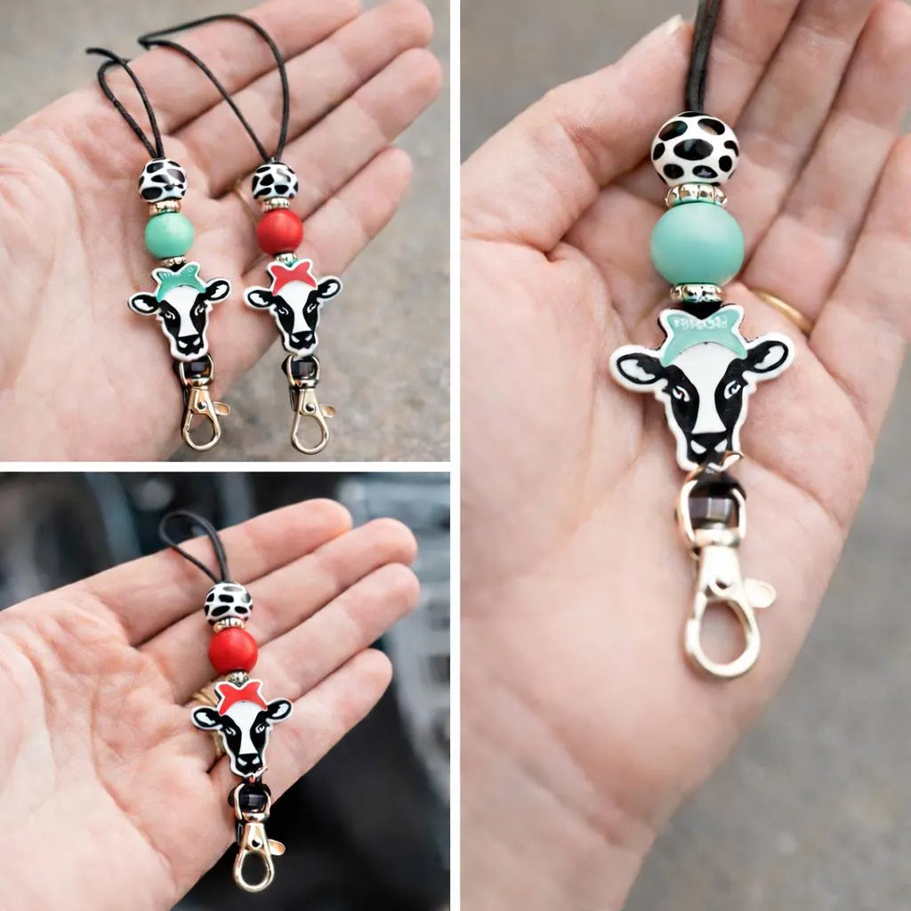 Cow Silicone Keychain | Farm Bag Charm | Rearview Mirror Accessory | Cow Lover Gift - Crimson and Lace LLC
