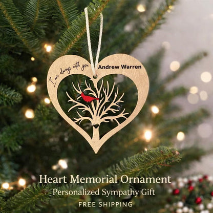 Personalized Wooden Cardinal Memorial Ornament | In Loving Memory Gift | Sympathy Christmas Ornament - Crimson and Lace LLC