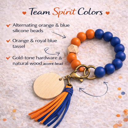 Orange and Blue Beaded Wristlet Keychain - Crimson and Lace LLC
