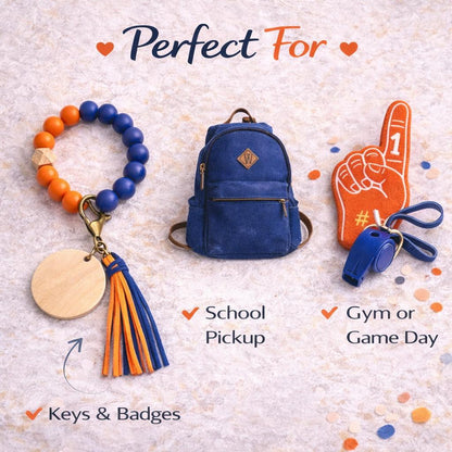 Orange and Blue Beaded Wristlet Keychain - Crimson and Lace LLC