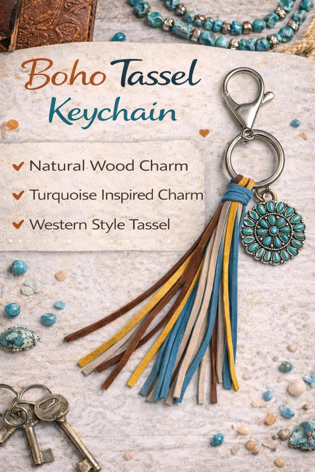 Boho Tassel Keychain - Crimson and Lace LLC
