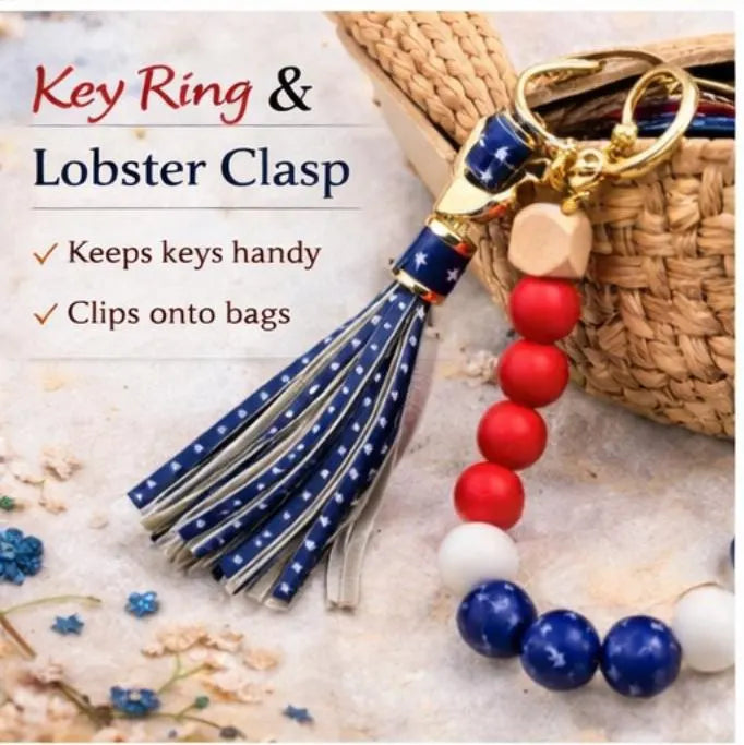 Patriotic Bracelet Keychain Wristlet - Crimson and Lace LLC