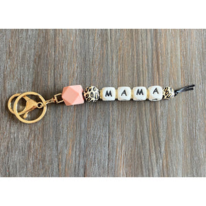Mama Leopard Silicone Beaded Keychain - Crimson and Lace LLC