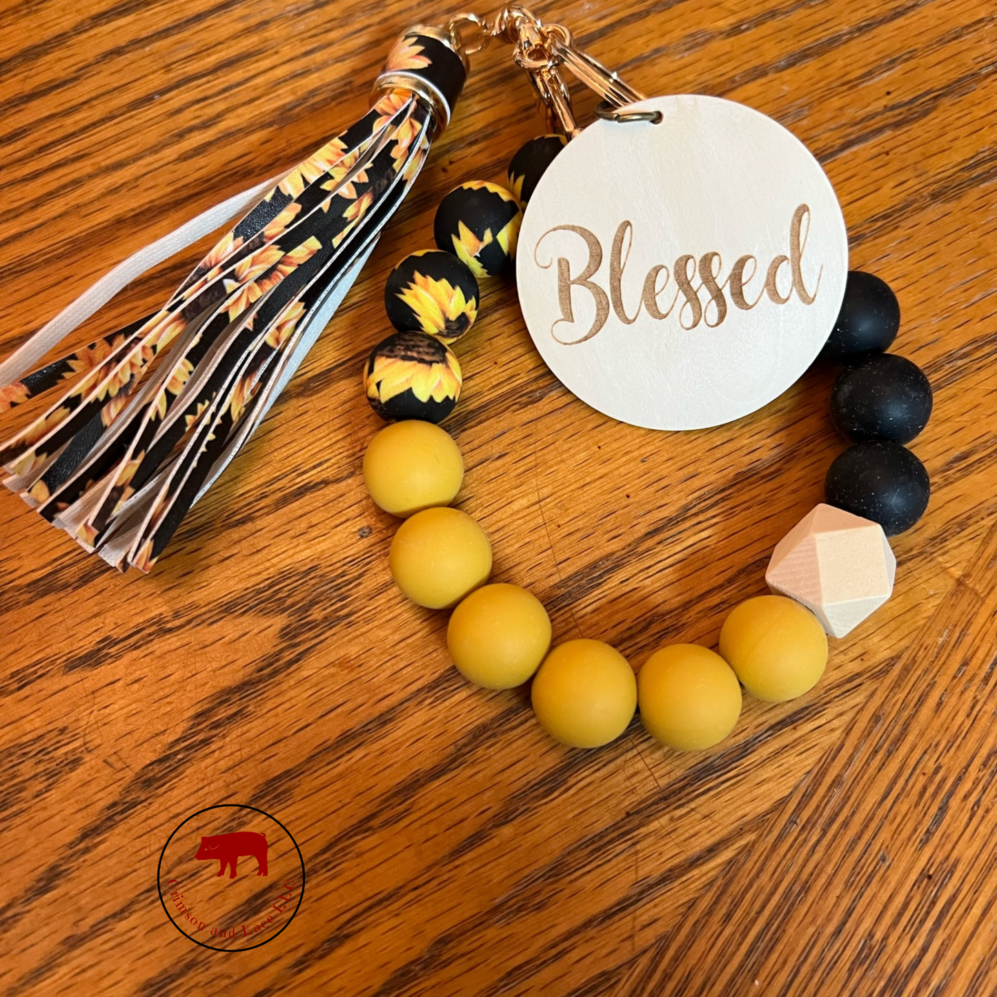 Sunflower Silicone Beads Wristlet - Crimson and Lace LLC