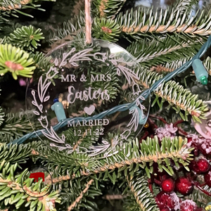 Married Acrylic Ornament - Crimson and Lace LLC