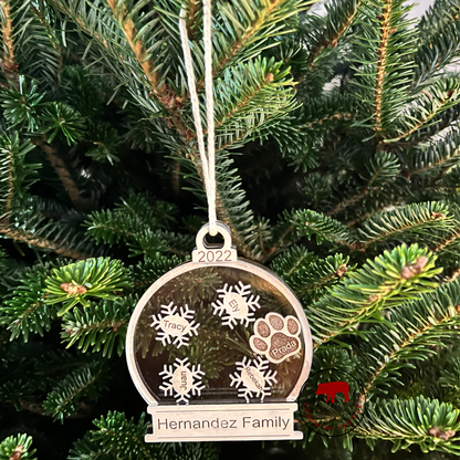 Snowglobe Shaker Family Ornament - Crimson and Lace LLC