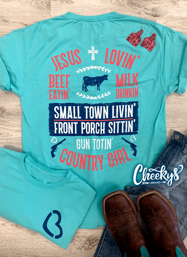 Jesus Lovin Country Girl Unisex Tee on Coast Blue - Crimson and Lace LLC