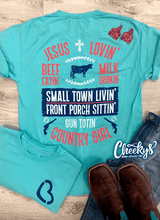 Load image into Gallery viewer, Jesus Lovin Country Girl Unisex Tee on Coast Blue - Crimson and Lace LLC
