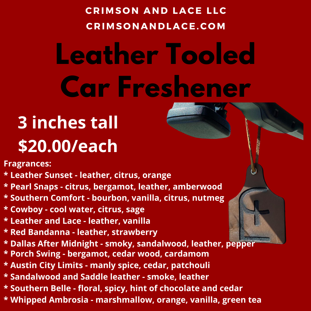 Our Brand | Leather Car Freshener - Crimson and Lace LLC