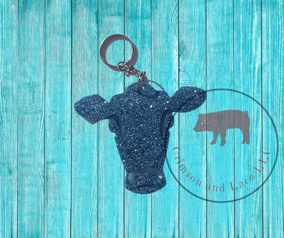 Cow head keychain - Crimson and Lace LLC
