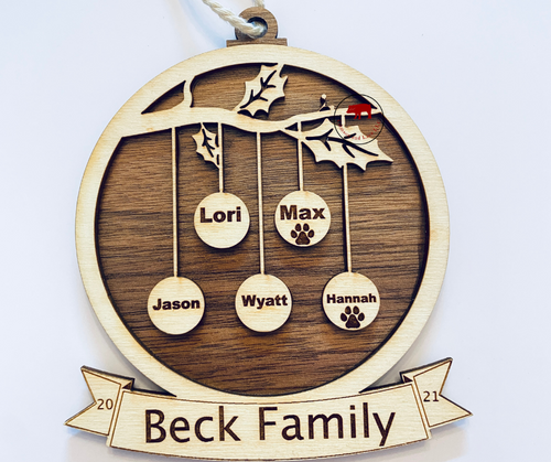 Wood Family Ornament - Crimson and Lace LLC