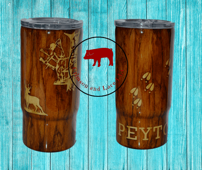 Deer Bow Hunting Woodgrain Tumbler - Crimson and Lace LLC